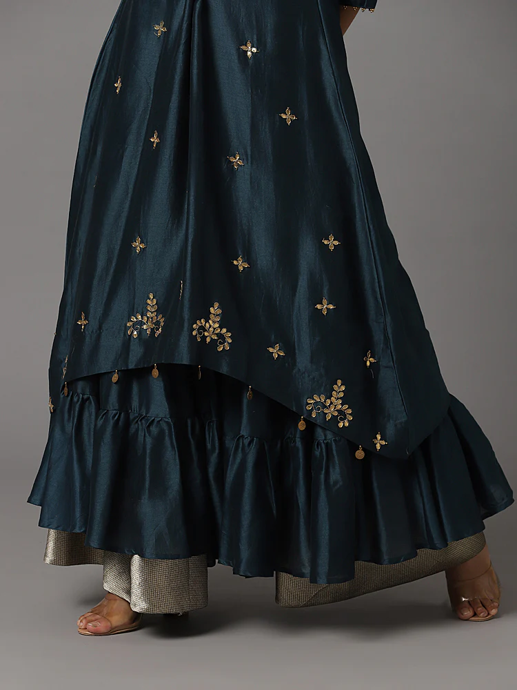 Queenly teal sharara set - Image 5