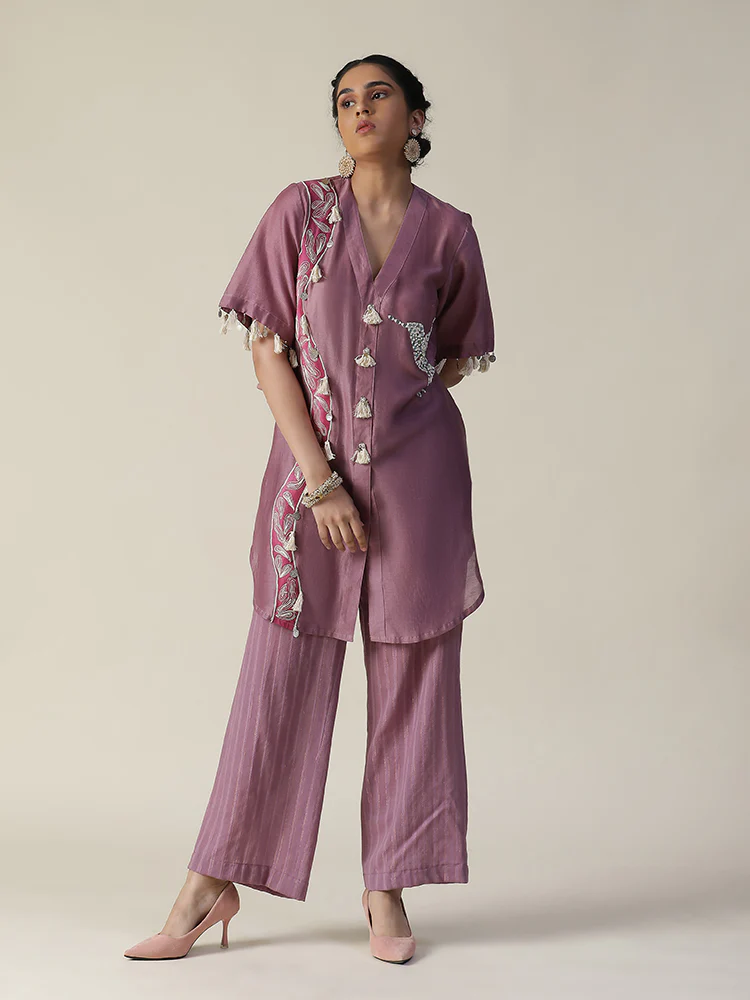 Rosy mauve hand painted coord set - Image 3