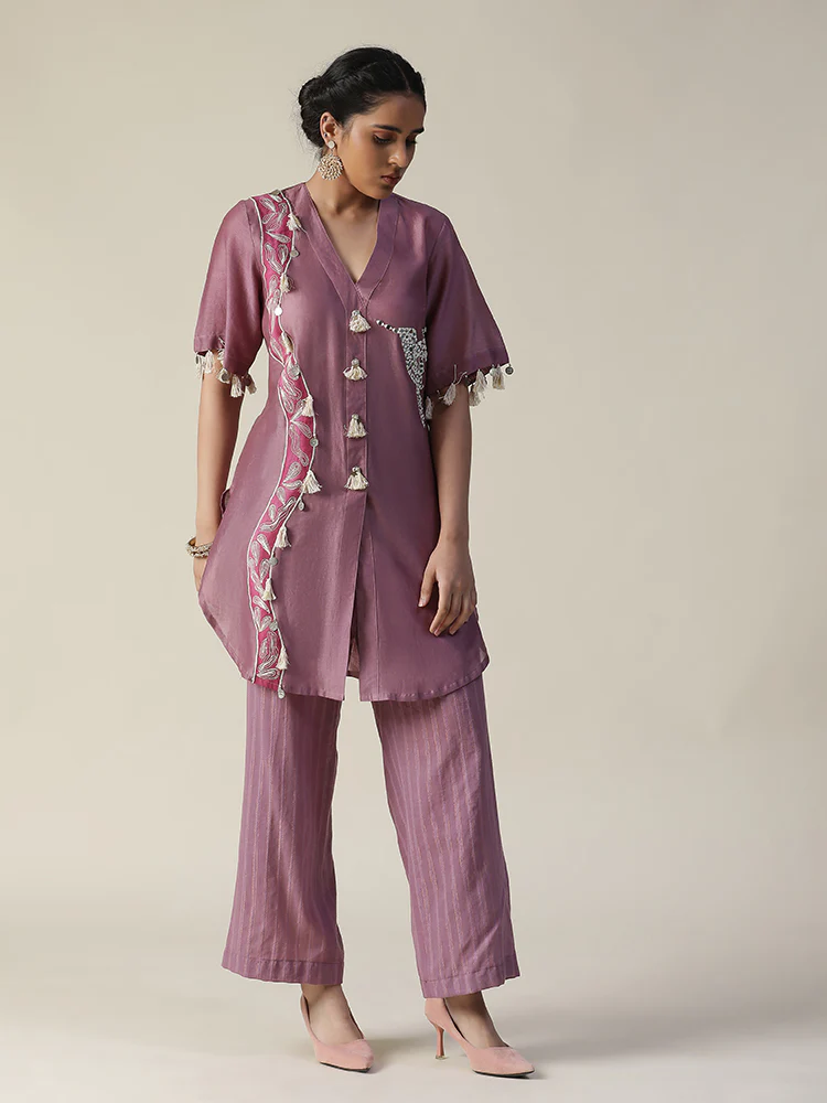 Rosy mauve hand painted coord set - Image 5