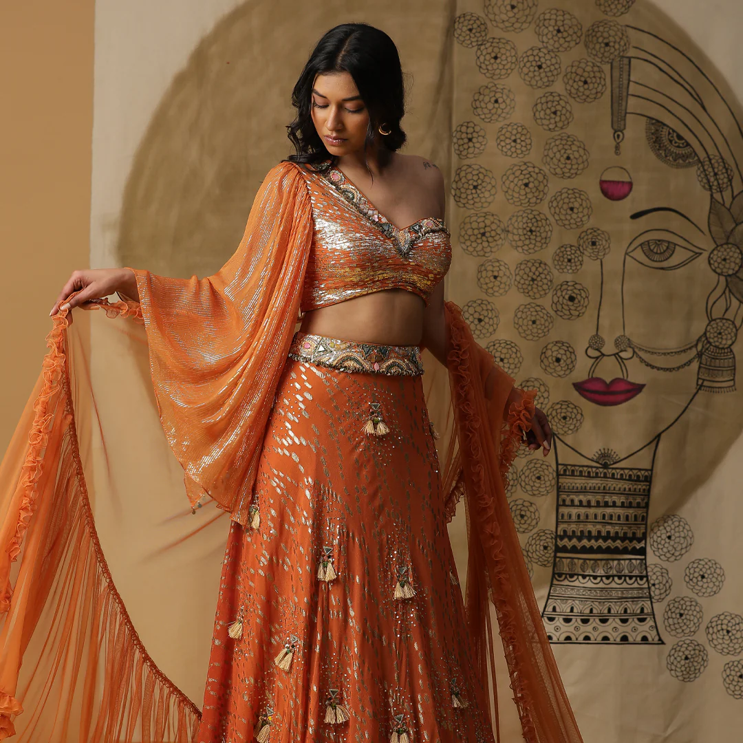 Rust orange skirt set - Image 2