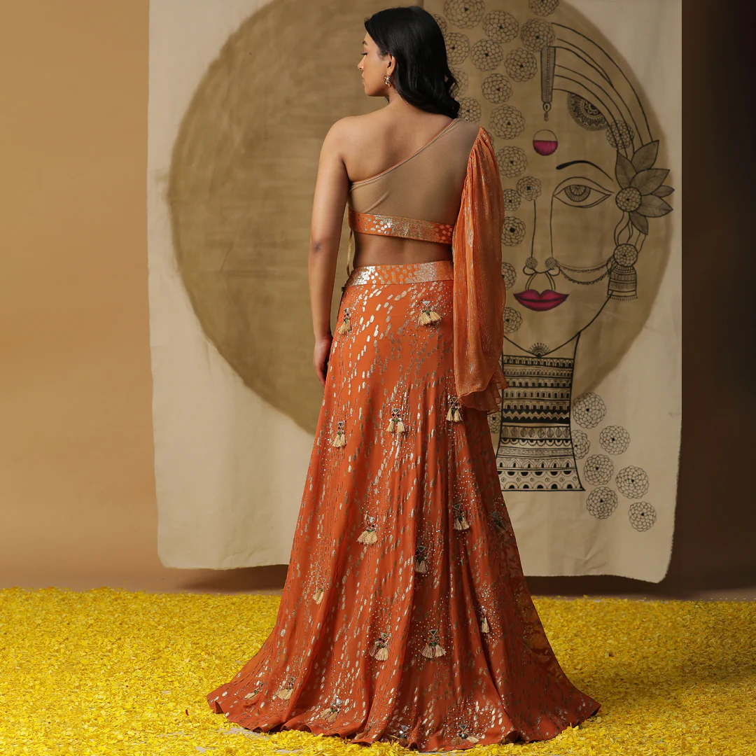 Rust orange skirt set - Image 4