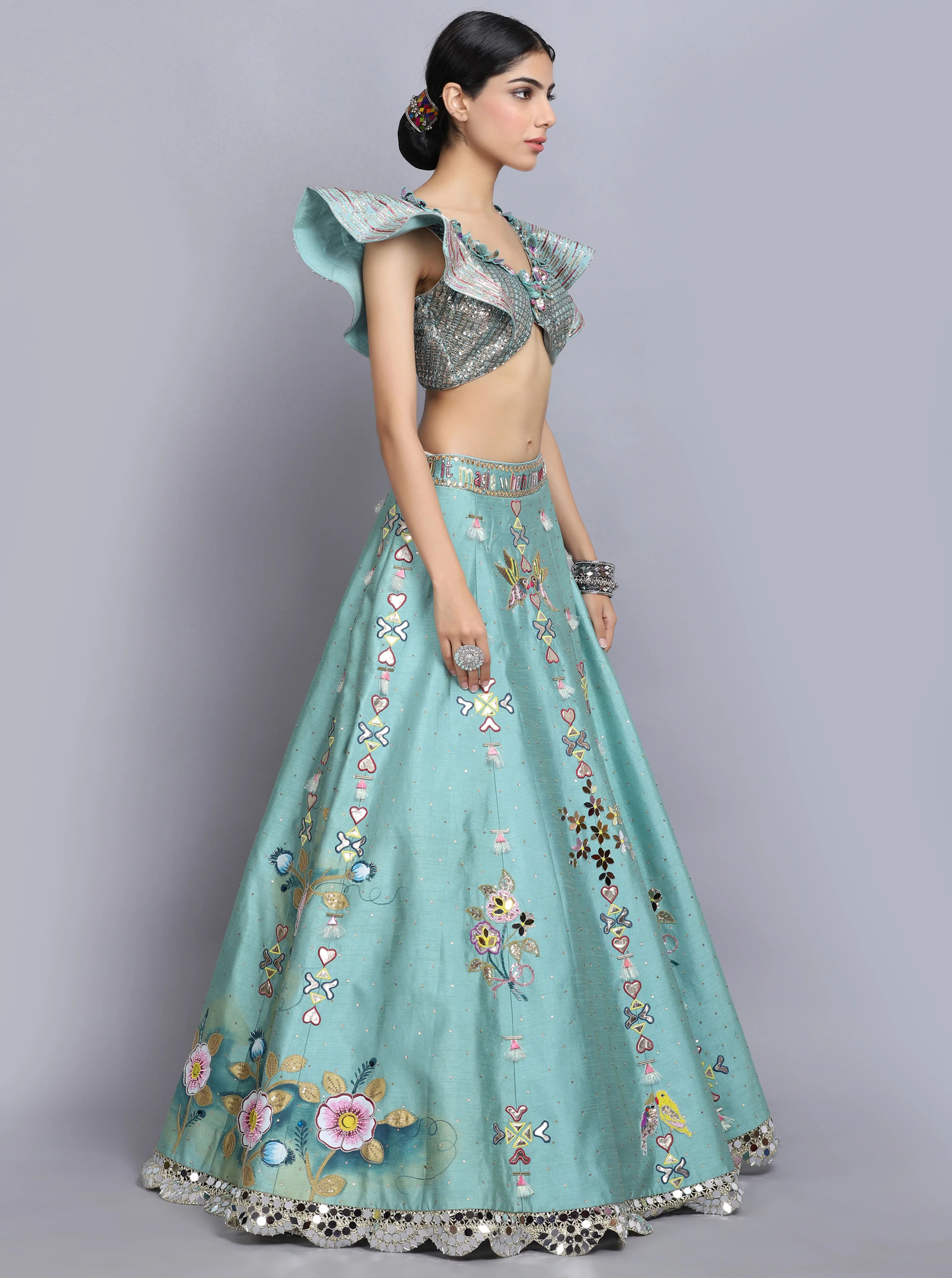 Tarini Bhatia in sapphire blue handpainted lehenga set - Image 3