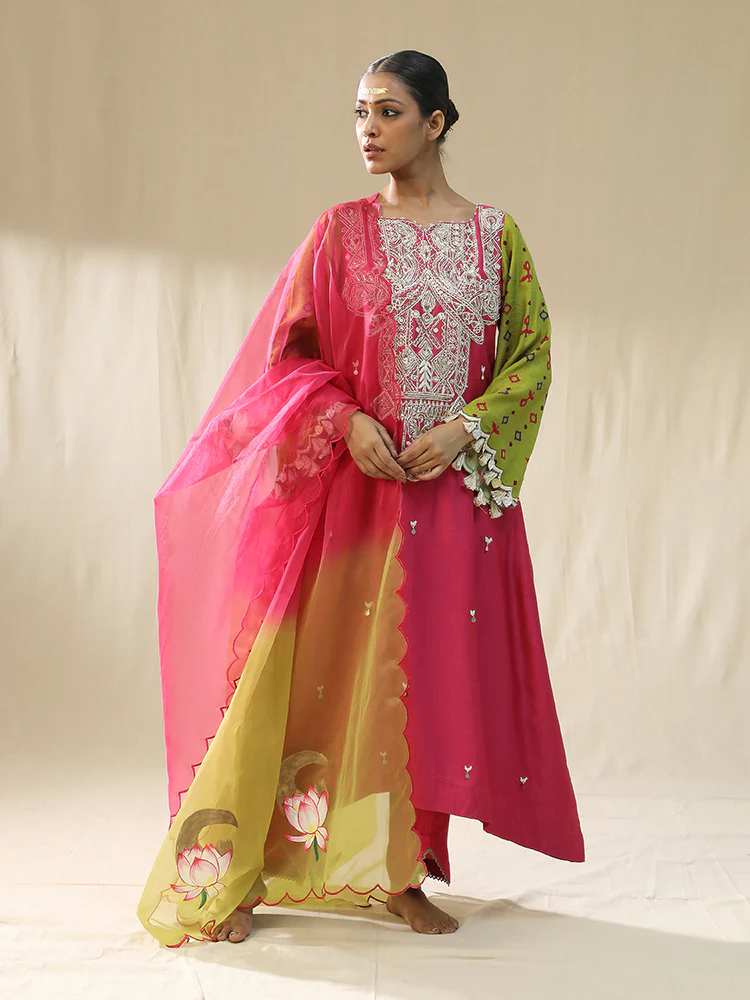 Pink ombre handpainted suit set