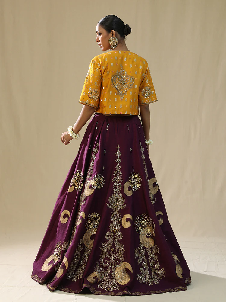 Purple brushstroke lehenga set - Image 3