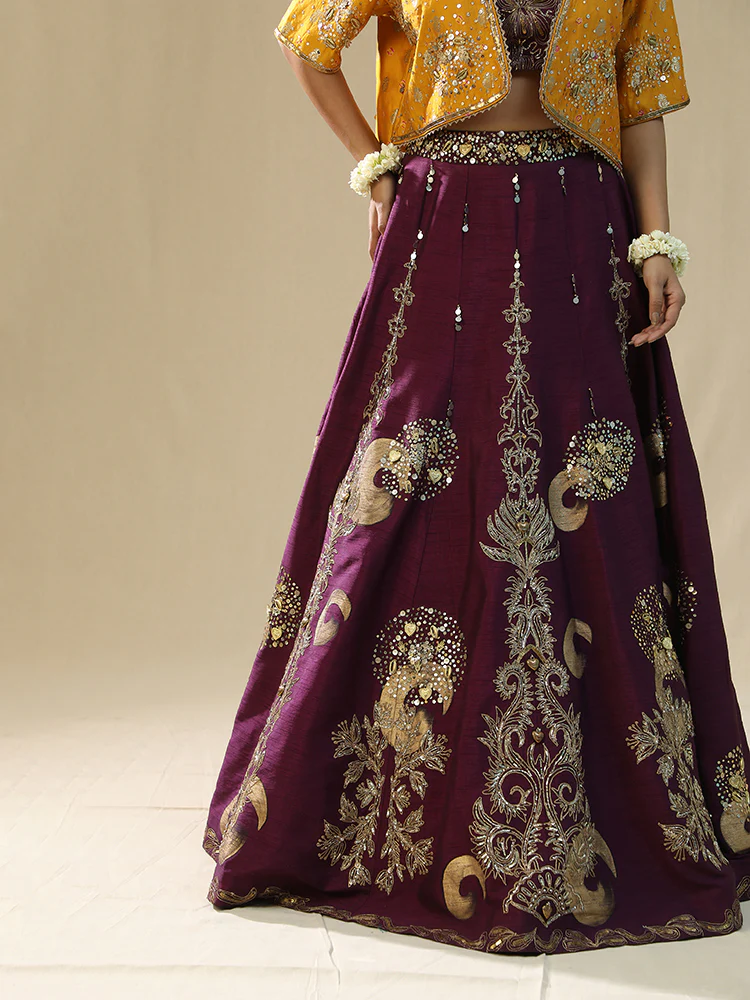 Purple brushstroke lehenga set - Image 4