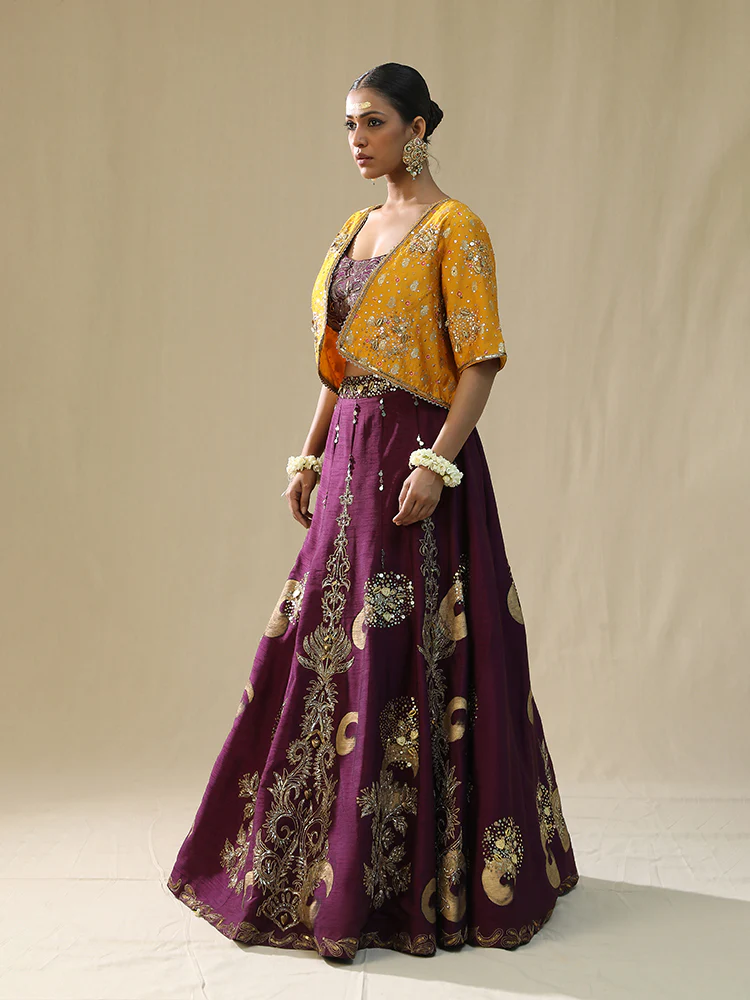 Purple brushstroke lehenga set - Image 6