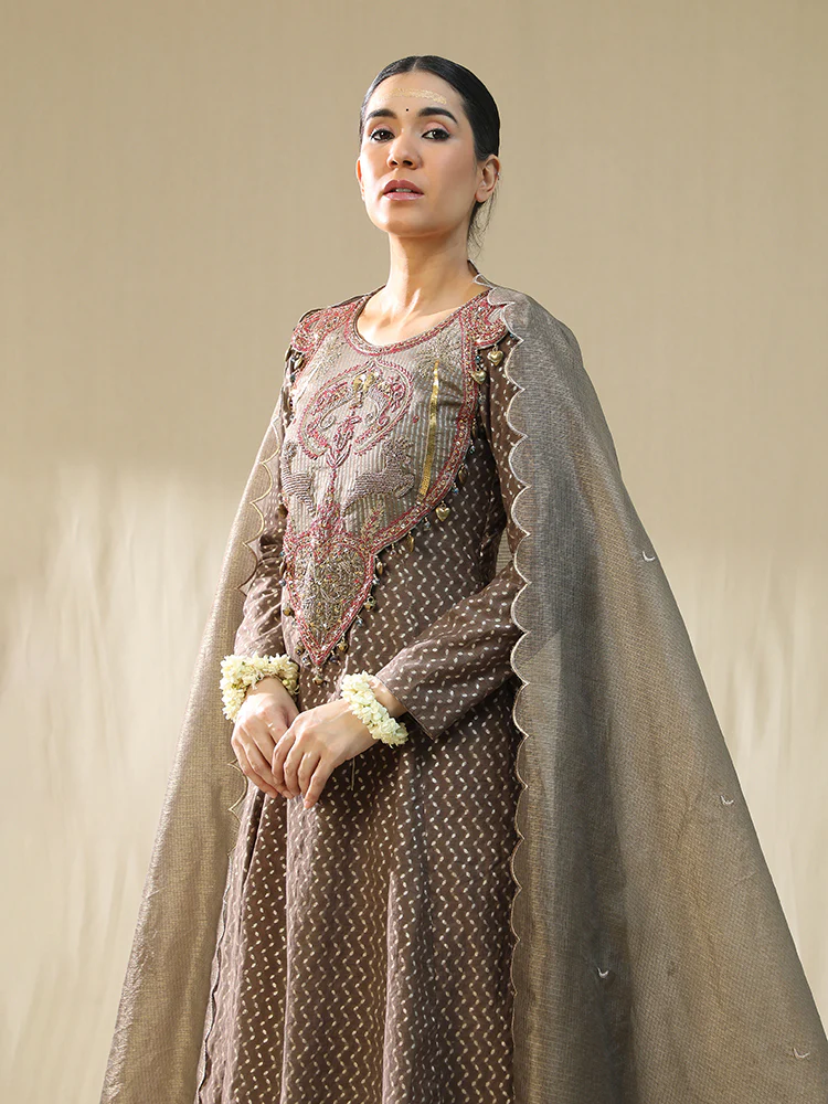 Mocha self kastoori suit set - Image 6