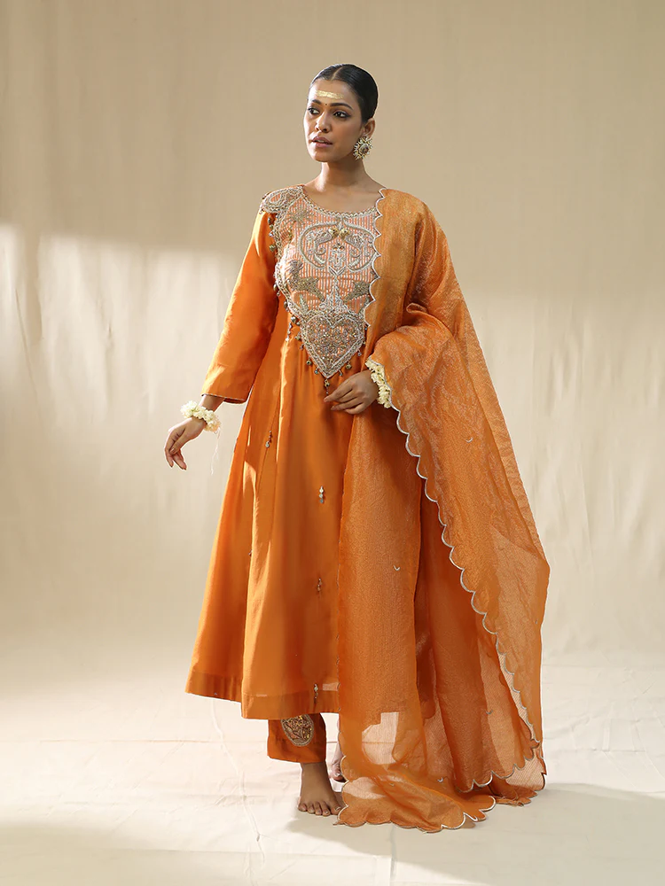 Orange kastoori suit set