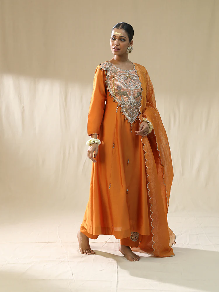 Orange kastoori suit set - Image 2