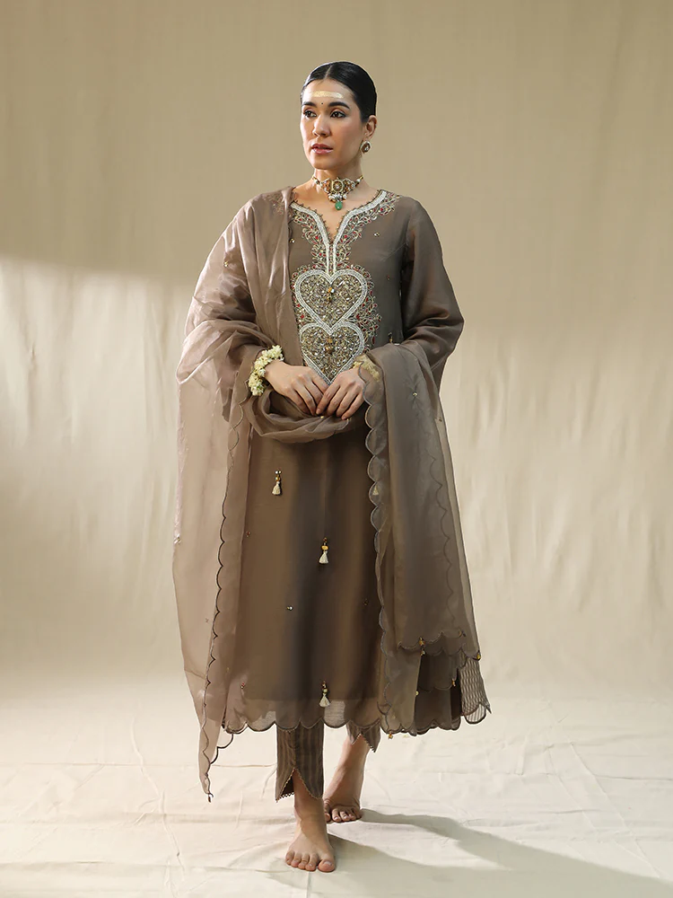 Mocha heart A line suit set