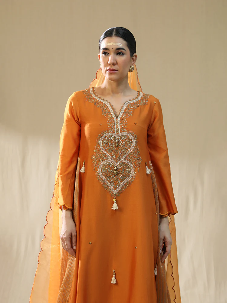 Orange heart A line suit set - Image 6