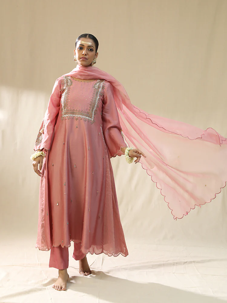 Dusty pink A line suit set
