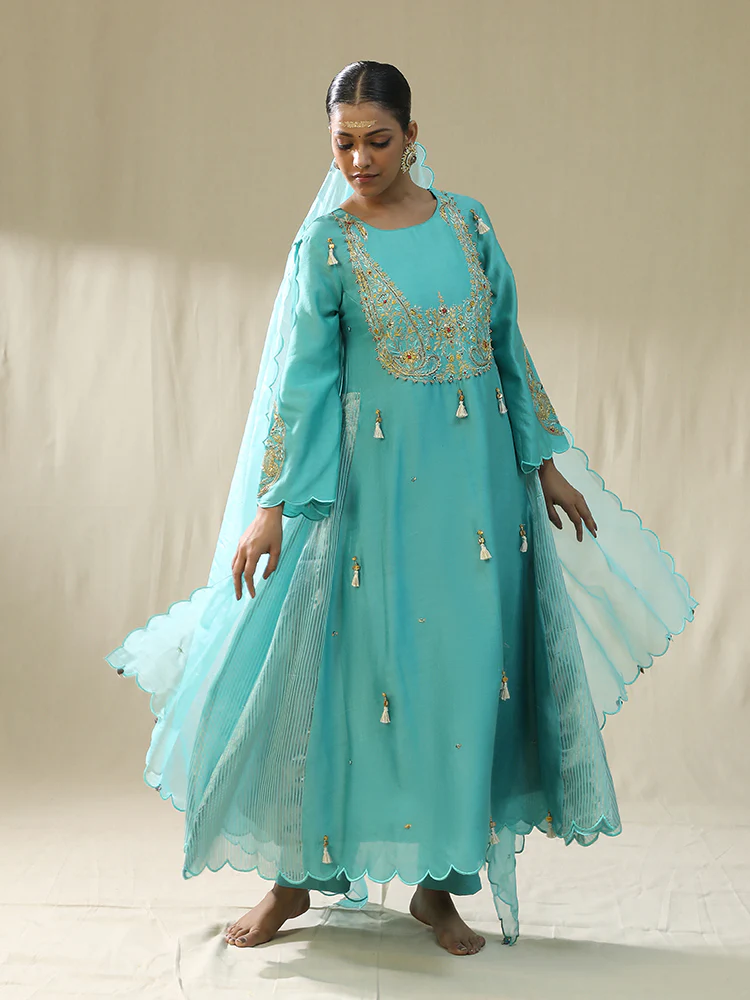 Firozi ambi A line suit set