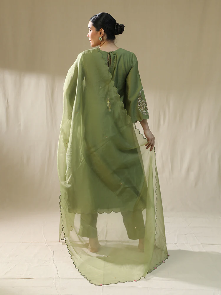 Pista Square Green A Line Suit Set - Image 3