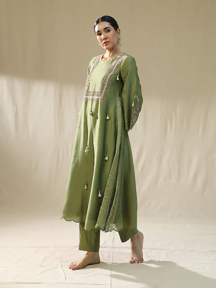 Pista Square Green A Line Suit Set - Image 4