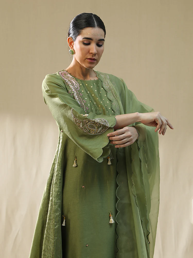 Pista Square Green A Line Suit Set - Image 5