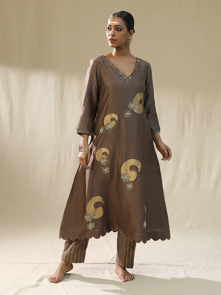 Mocha brushstroke suit set - Image 2