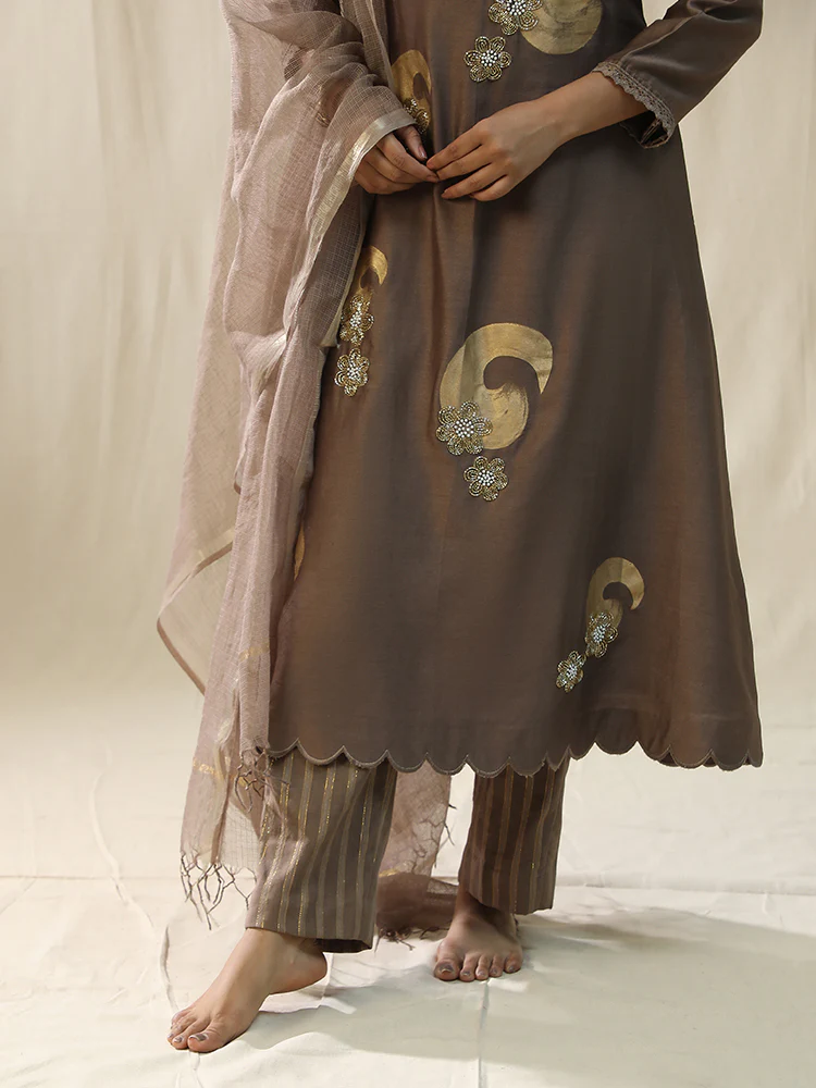 Mocha brushstroke suit set - Image 4