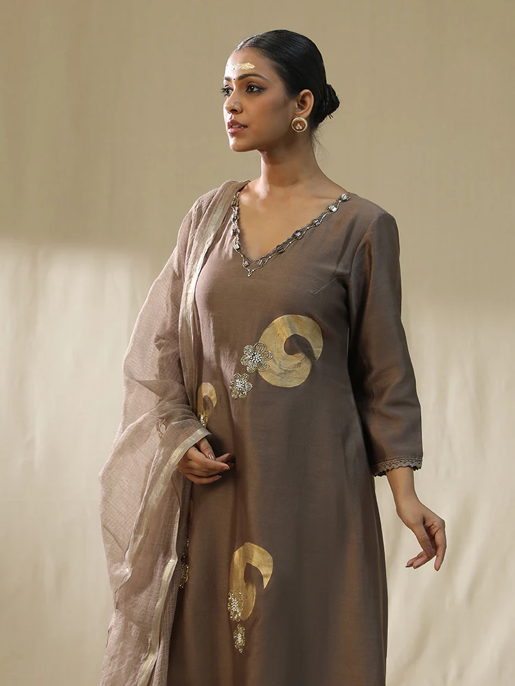 Mocha brushstroke suit set - Image 5
