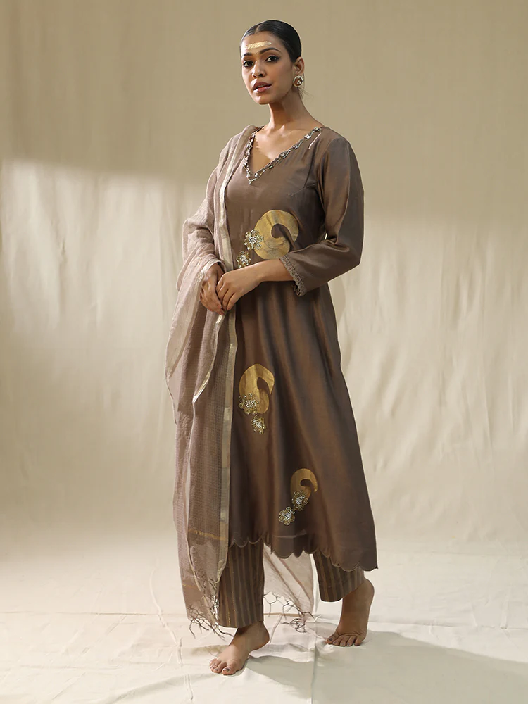 Mocha brushstroke suit set - Image 6