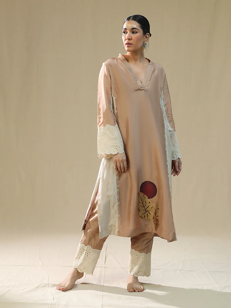 Rose gold handpainted suit set