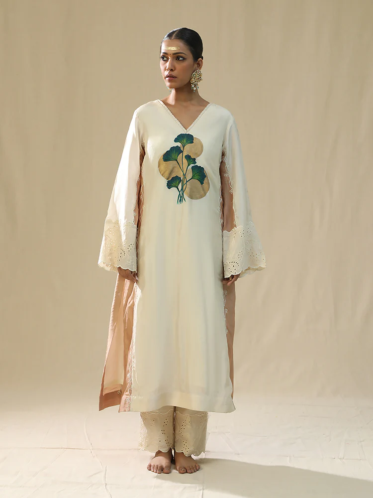 Ivory handpainted kurta suit set - Image 6