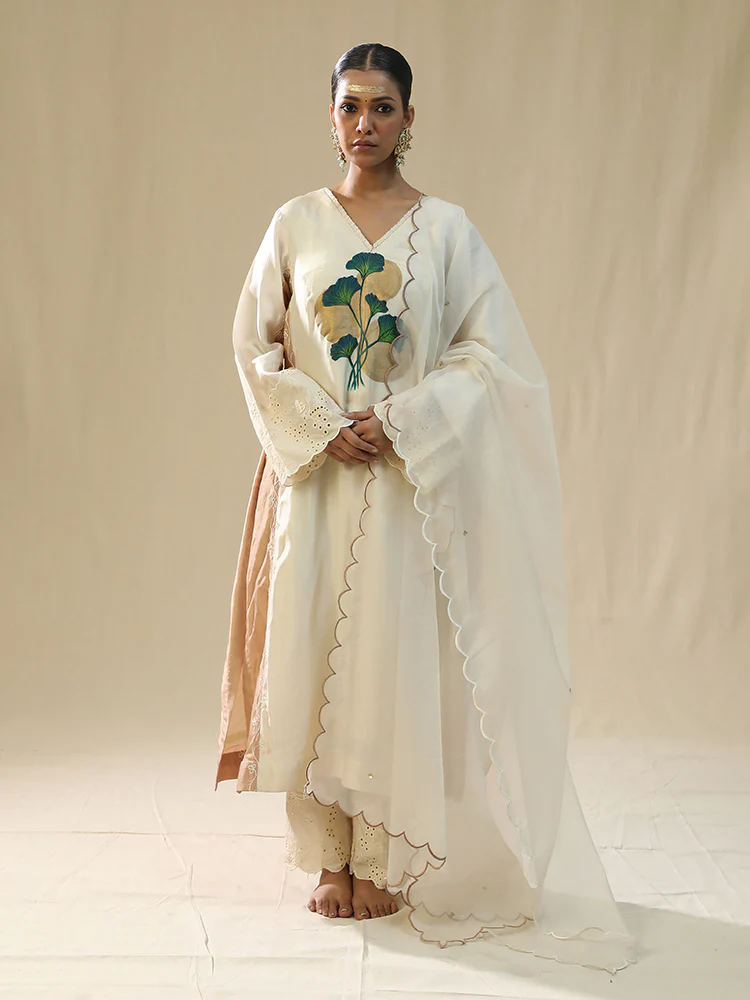 Ivory handpainted kurta suit set - Image 7