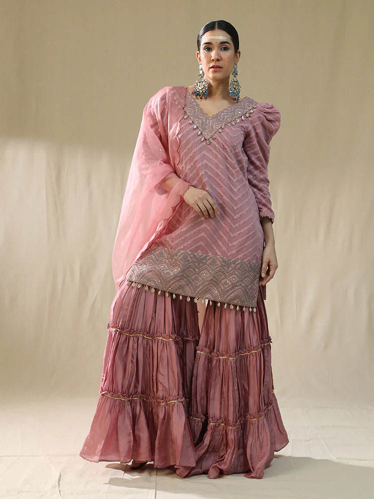 Dusty pink sharara set