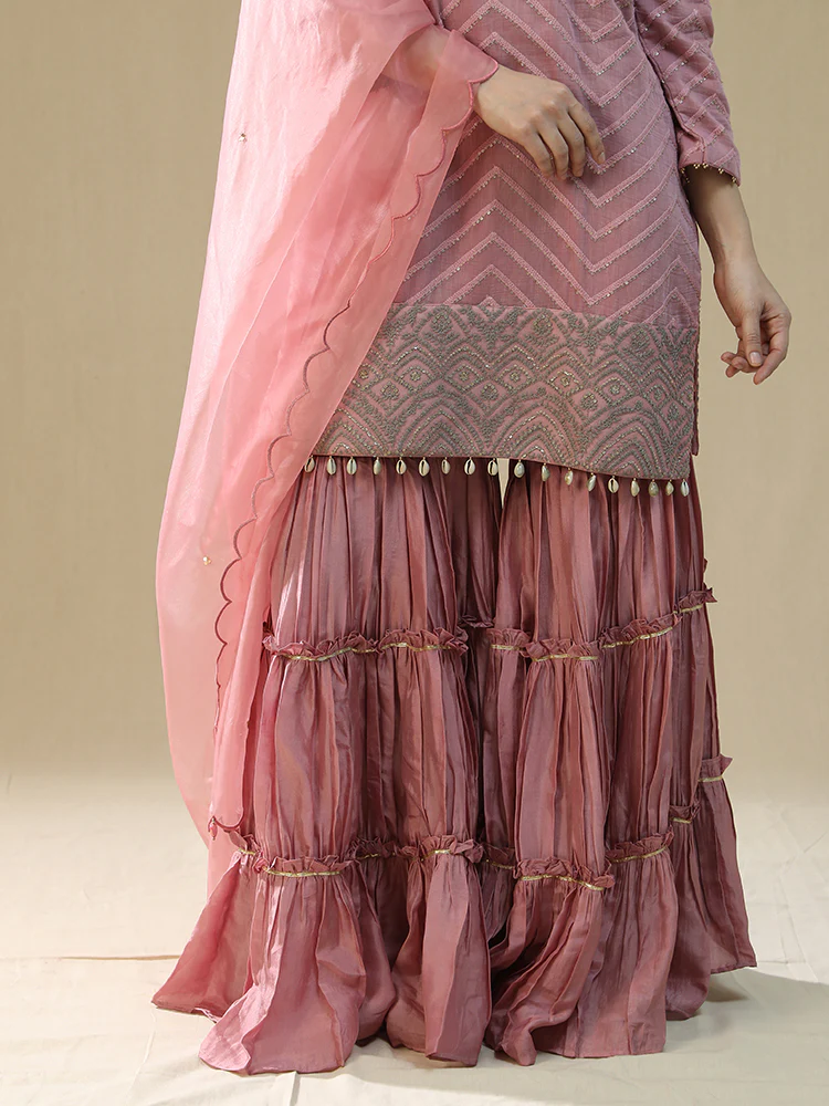 Dusty pink sharara set - Image 2