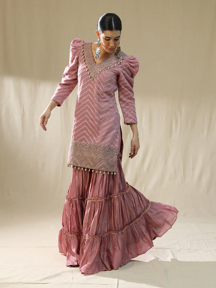 Dusty pink sharara set - Image 3