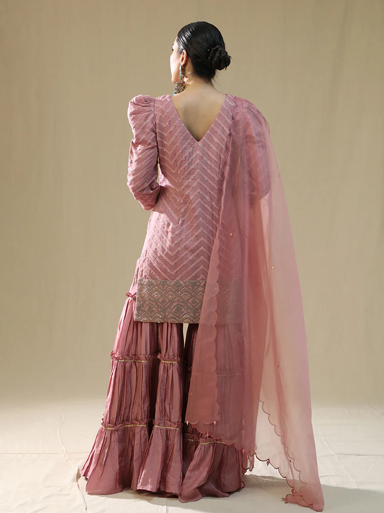 Dusty pink sharara set - Image 4