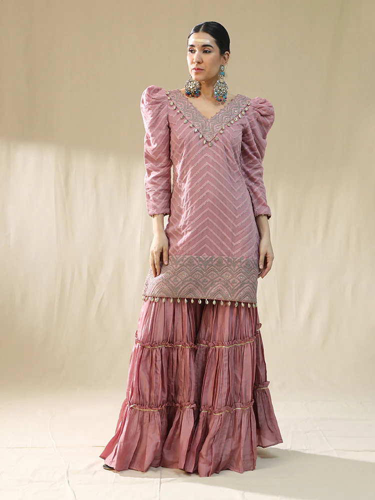 Dusty pink sharara set - Image 5