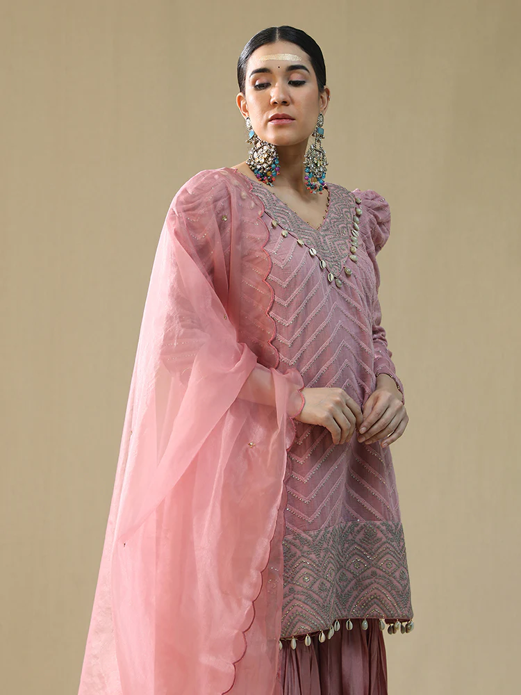 Dusty pink sharara set - Image 6
