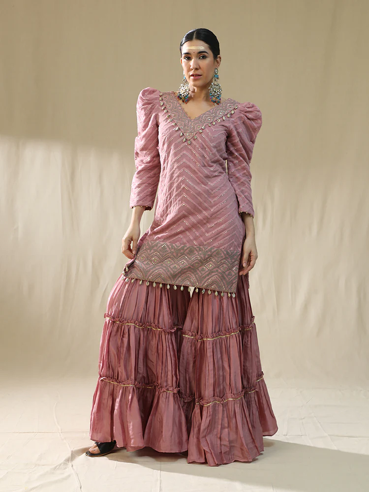 Dusty pink sharara set - Image 7