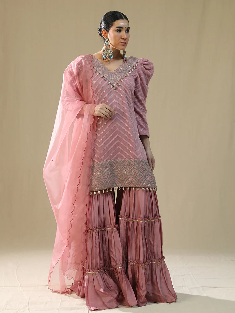 Dusty pink sharara set - Image 8
