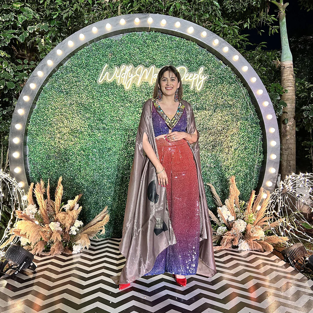 Suhani Kohli in dusty mauve cheap thrills cape set