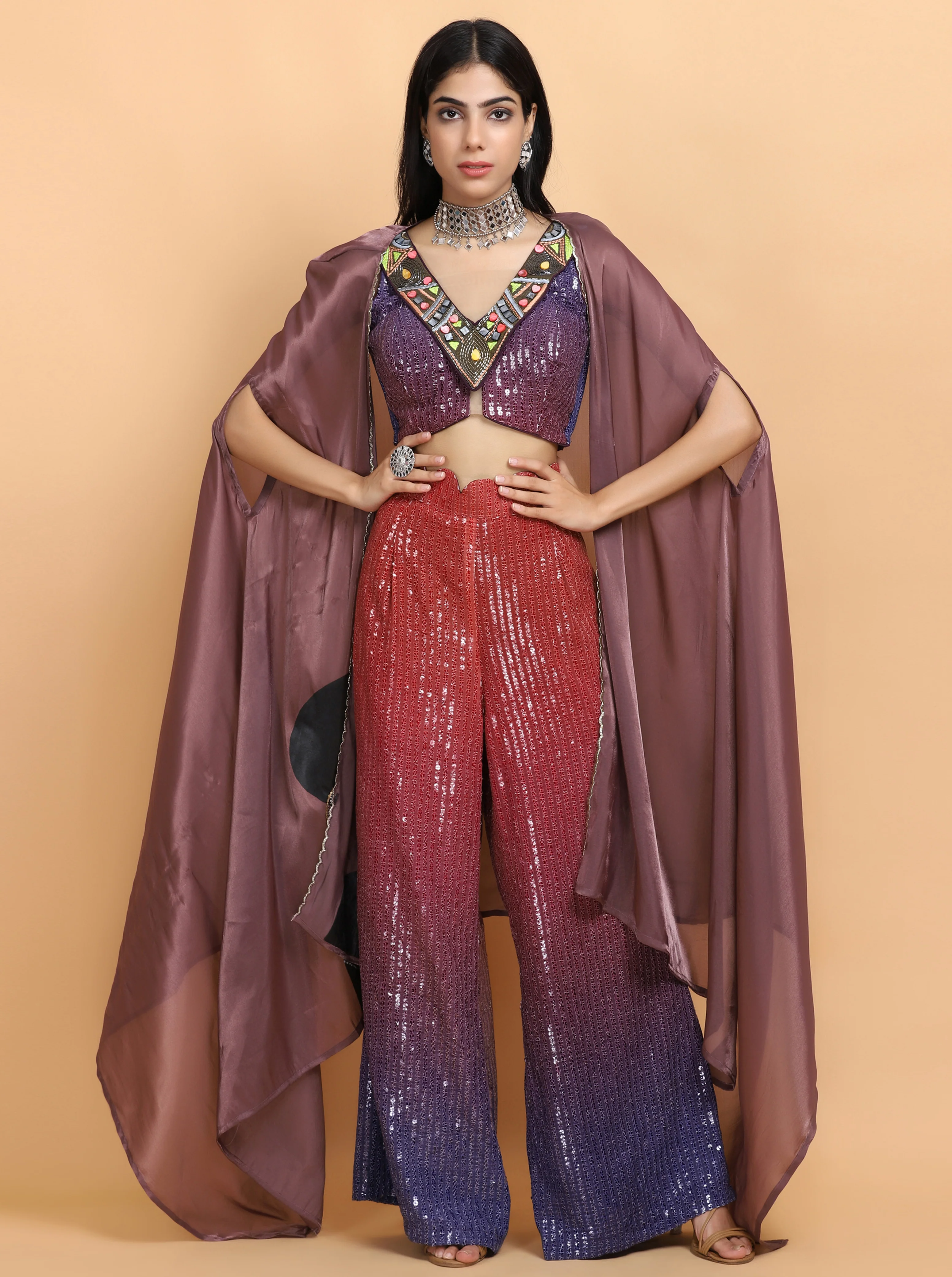 Suhani Kohli in dusty mauve cheap thrills cape set - Image 2