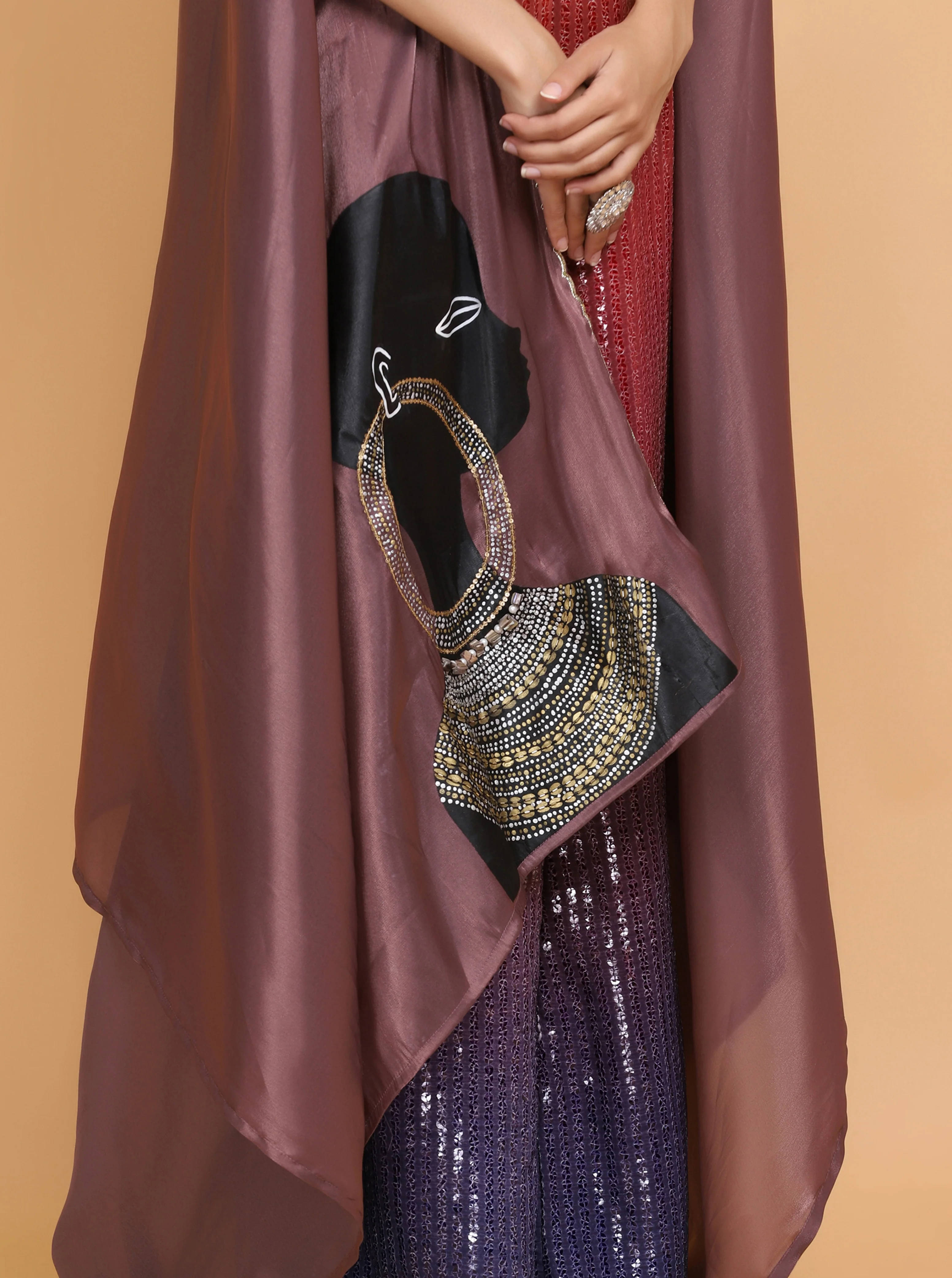 Suhani Kohli in dusty mauve cheap thrills cape set - Image 3