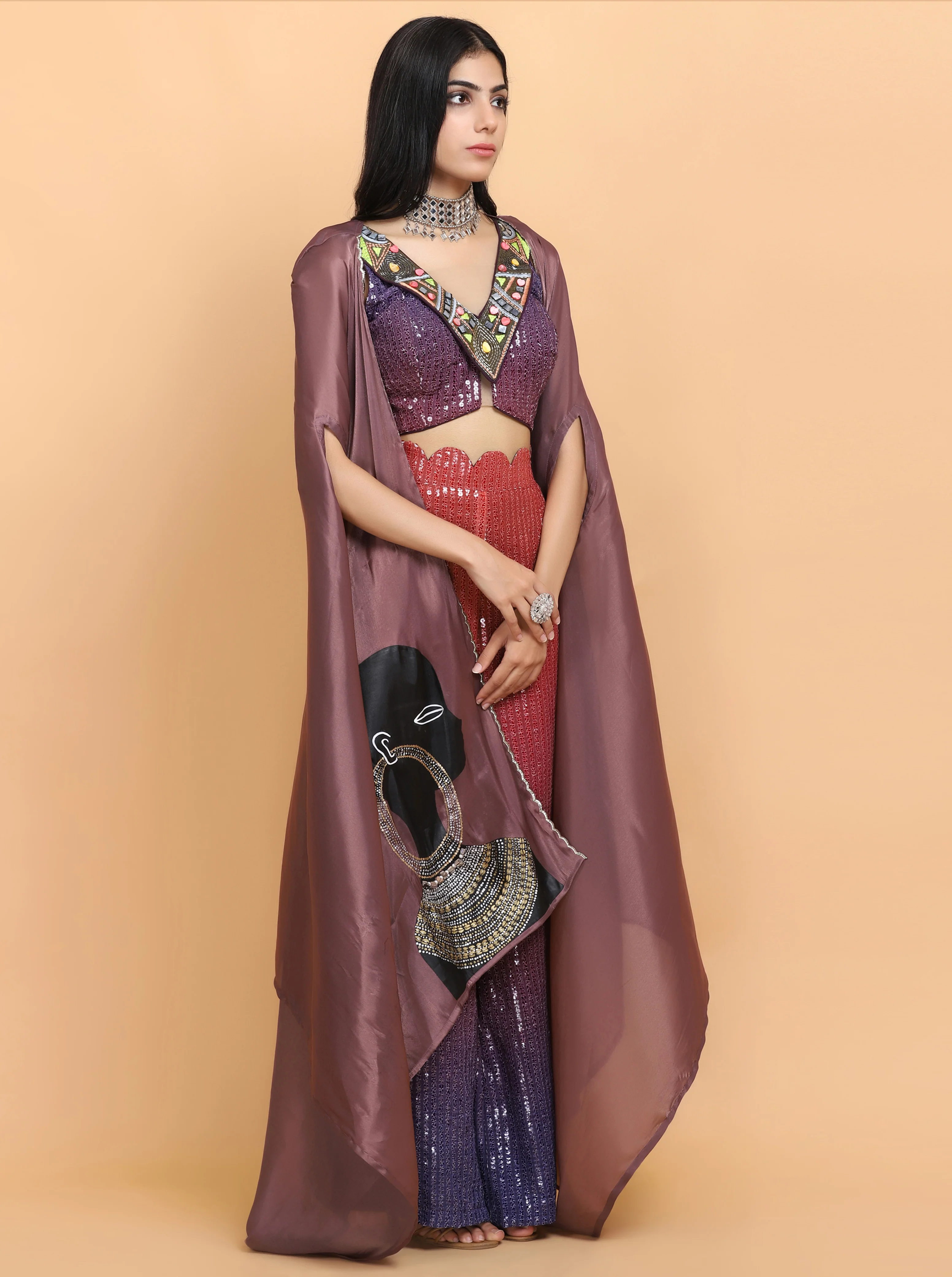 Suhani Kohli in dusty mauve cheap thrills cape set - Image 4