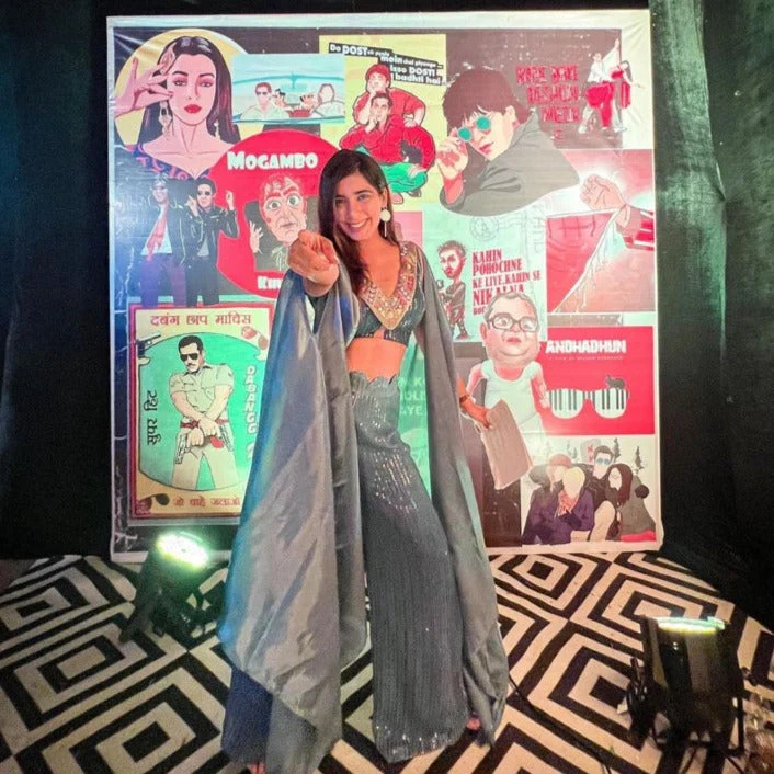 Tanya Narang In Teal Blue Cheap Thrills Cape Set