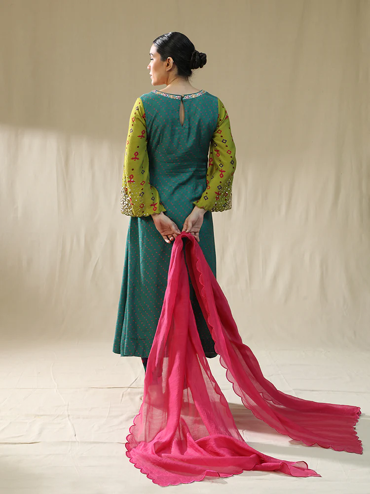 Emerald green A line suit set - Image 3