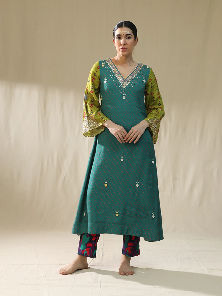 Emerald green A line suit set - Image 4