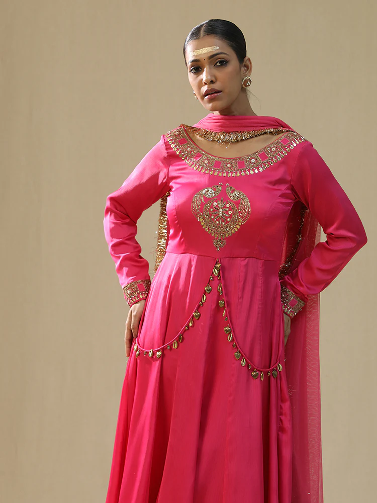 Pink heart anarkali suit set - Image 3