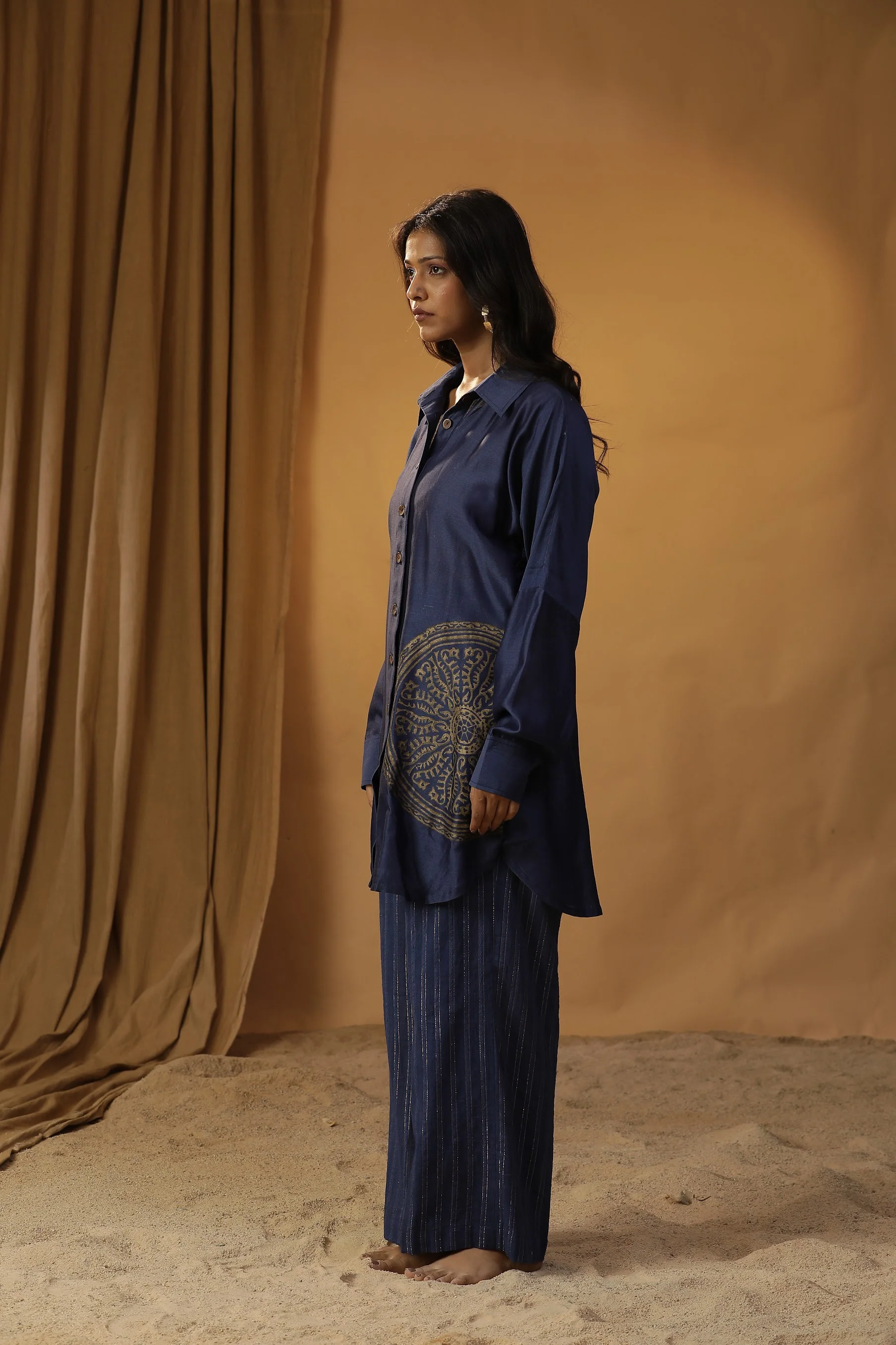Navy blue foil printed coord set - Image 3