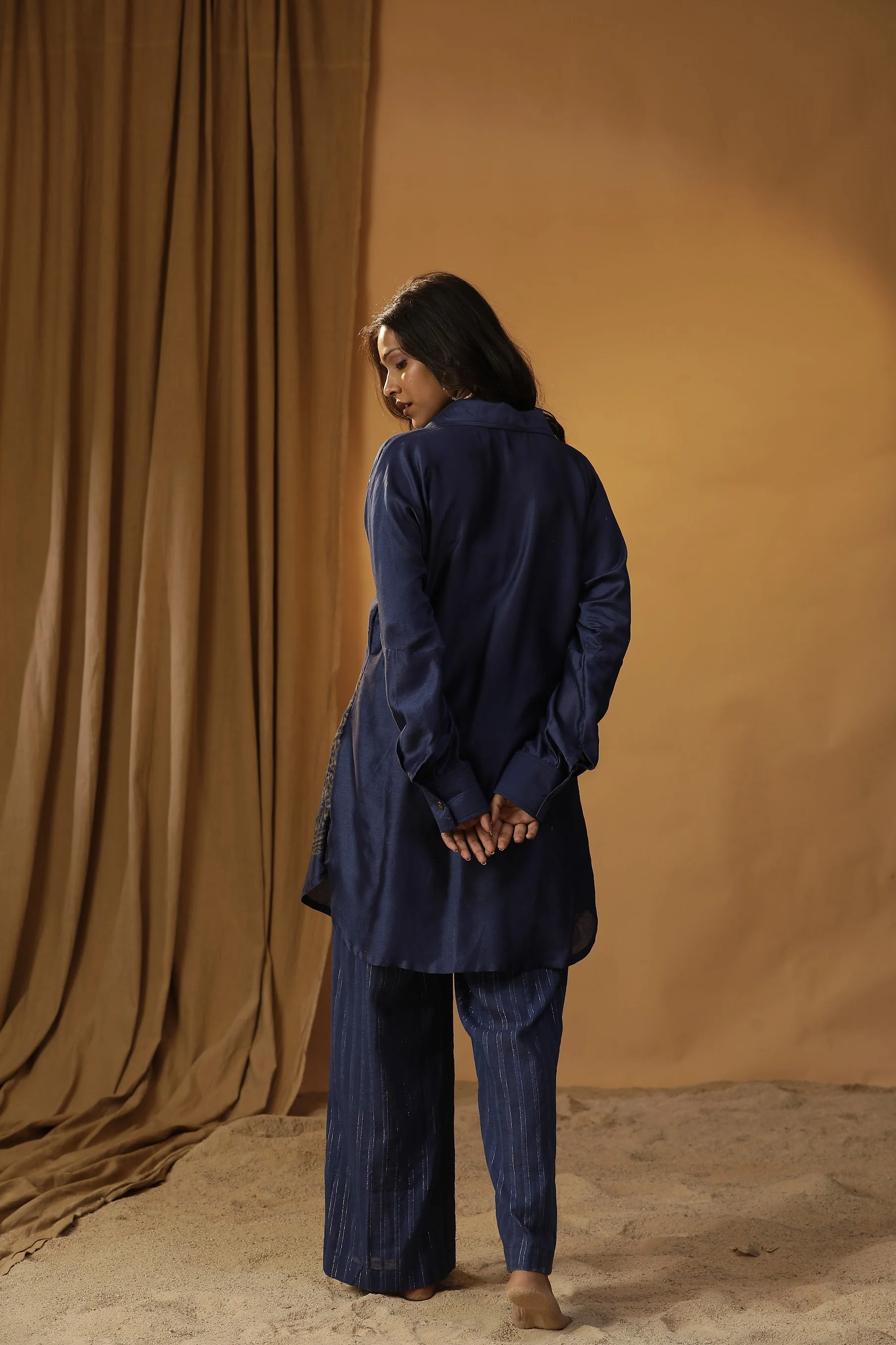 Navy blue foil printed coord set - Image 6