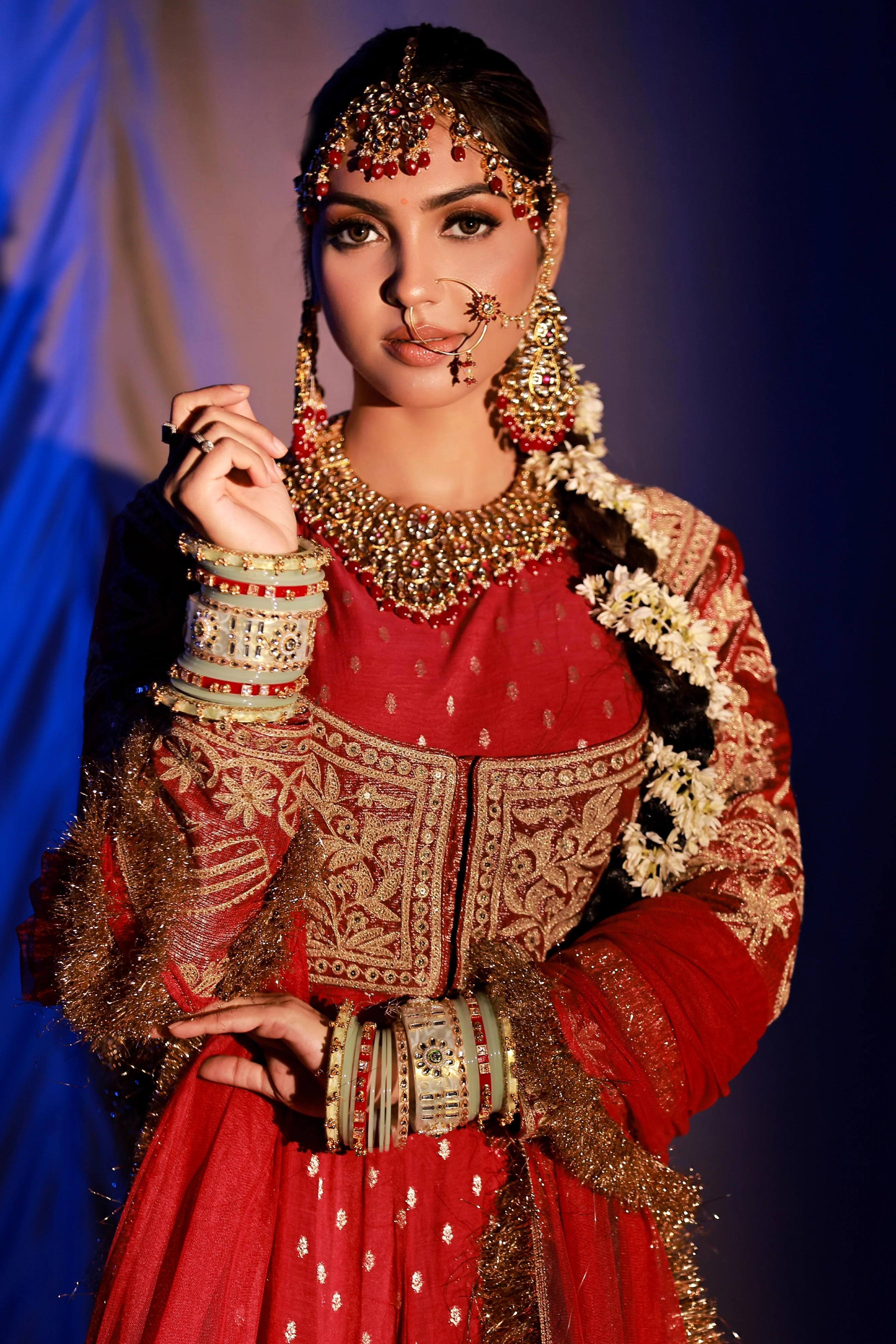 Deep red anarkali suit set - Image 3
