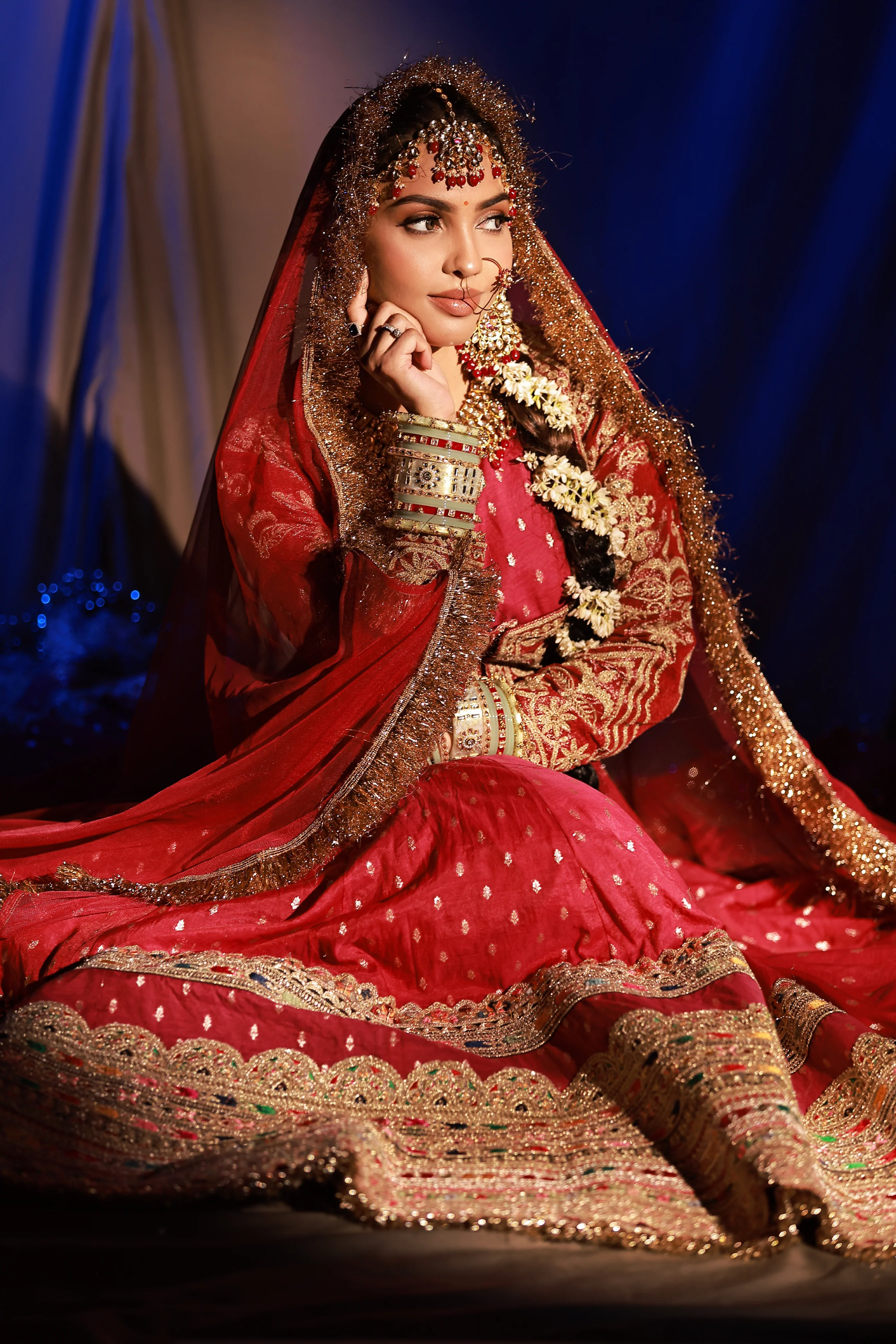 Deep red anarkali suit set - Image 5