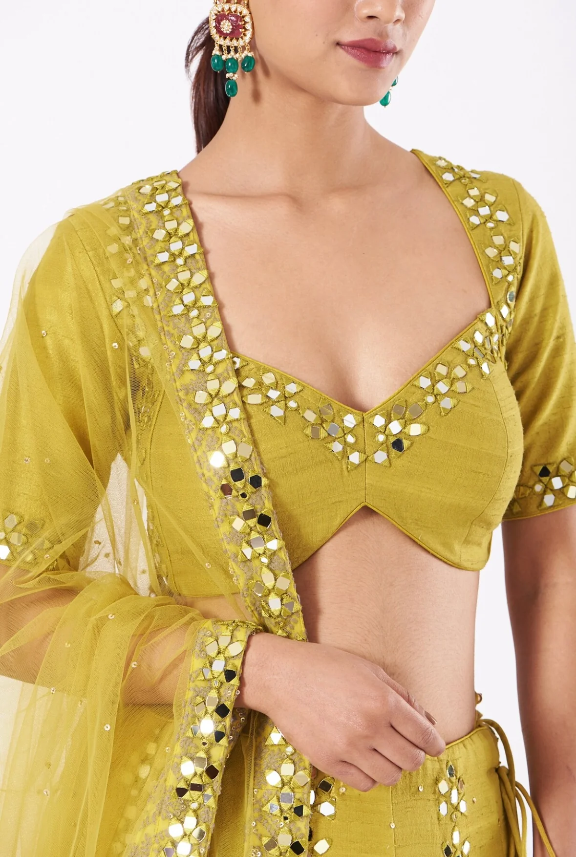 Mustard Yellow Ashwemegha Lehnga set - Image 4