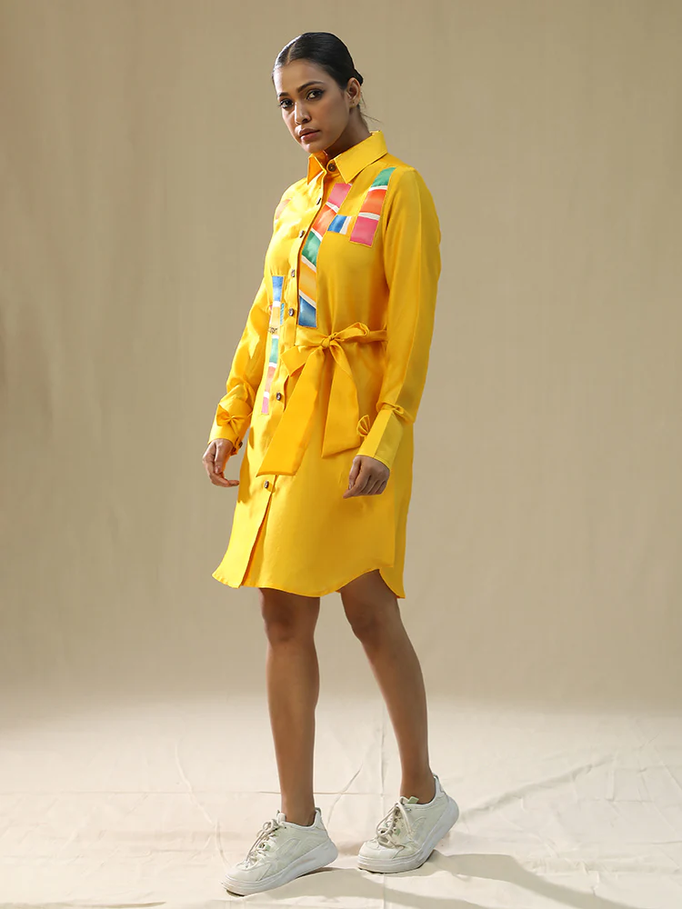 Yellow chaar baar handpainted shirt - Image 4