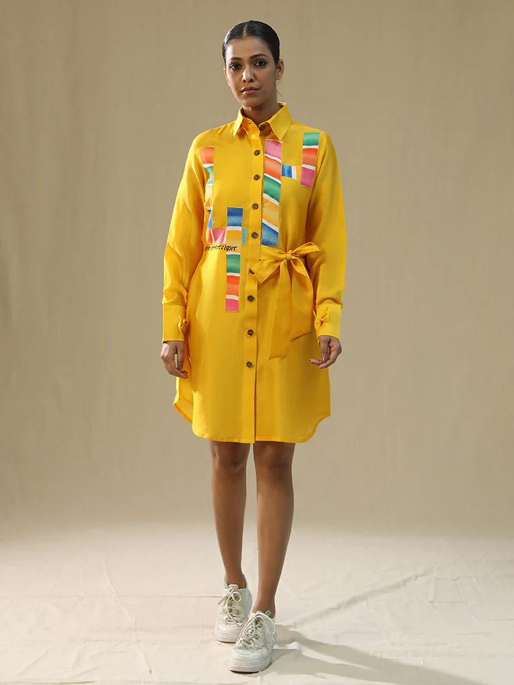 Yellow chaar baar handpainted shirt - Image 5